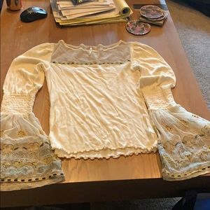 Cream long sleeved free people shirt